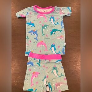 Little Sleepies Dolphin Pajama Set - Pink and Blue